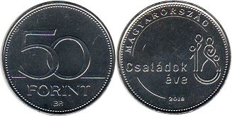 монета Венгрия 50 форинтов 2018 Год семьи