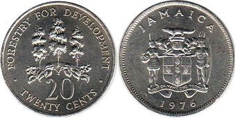 монета Ямайка 20 центов 1976