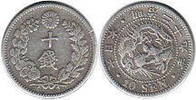 монета Япония 10 сен 1896