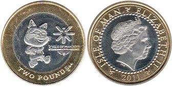 монета Мэн 2 фунта 2011