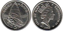 монета Мэн 5 пенсов 1990