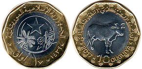 монета Мавритания 10 угий 2017