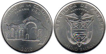 монета Панама 1/2 бальбоа 2010