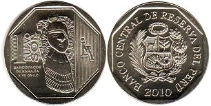 монета Перу 1 новый соль 2010