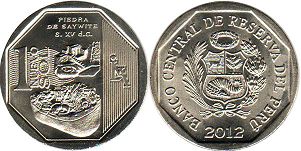монета Перу 1 новый соль 2012