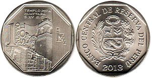 монета Перу 1 новый соль 2013