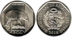 монета Перу 1 соль 2017