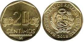 монета Перу 20 сентимо 2018