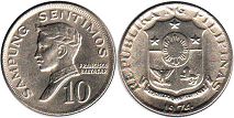 монета Филиппины 10 сентимо 1974