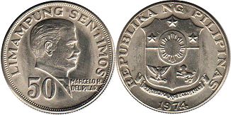 монета Филиппины 50 сентимо 1974