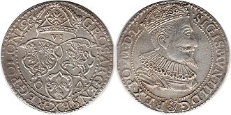 монета Польша шостак 1596