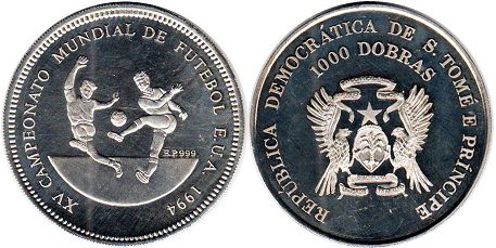 монета Сан-Томе и Принсипи 1000 добрs 1994