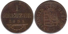 монета Сакс-Майнинген 1 крейцер 1831