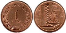 монета Сингапур 1 цент 1967