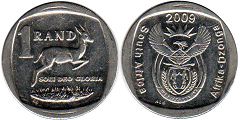 монета ЮАР 1 рэнд 2009