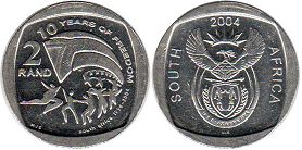 монета ЮАР 2 рэнда 2004 freedom