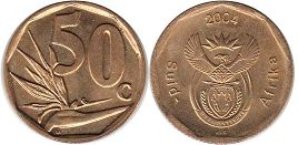 монета ЮАР 50 центов 2004