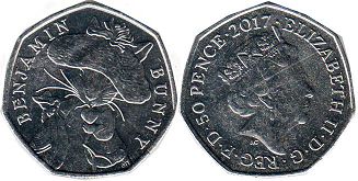 монета Великобритания 50 пенсов 2017