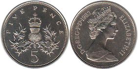 монета Великобритания 5 пенсов 1983