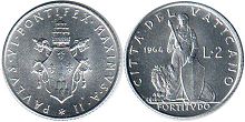 монета Ватикан 2 лиры 1964
