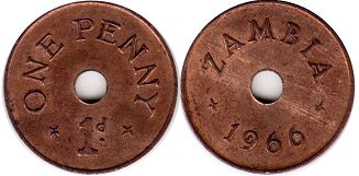 монета Замбия 1 пенни 1966