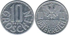 монета Австрия 10 грошенов 1953