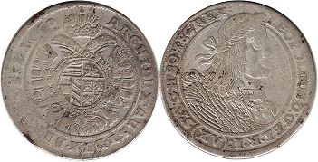 монета Австрия 15 крейцеров 1660
