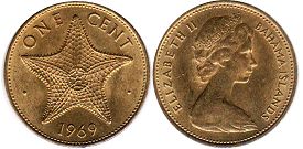 монета Багамы 1 цент 1969