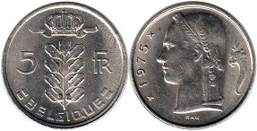 монета Бельгия 5 франков 1975