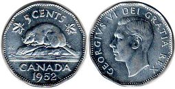 монета Канада 5 центов 1952