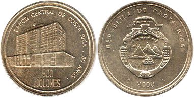 монета Коста Рика 500 колонов 2000