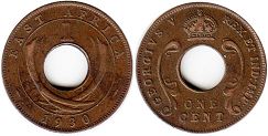 монета Британская Восточная Африка 1 цент 1930