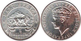 монета Британская Восточная Африка 1 шиллинг 1941
