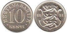 монета Эстония 10 сенти 1931