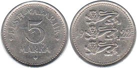 монета Эстония 5 марок 1922