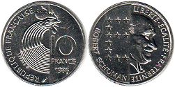 монета Франция 10 франков 1986 Шуман