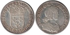 монета Франция 1/12 экю 1644