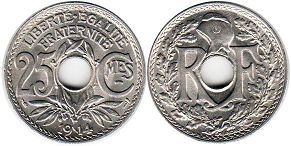 монета Франция 25 сантимов 1914