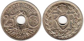 монета Франция 25 сантимов 1939
