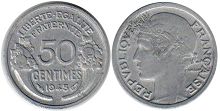 монета Франция 50 сантимов 1945