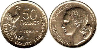 монета Франция 50 франков 1952