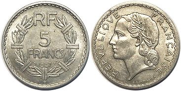 монета Франция 5 франков 1950