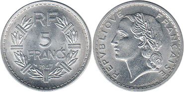 монета Франция 5 франков 1950