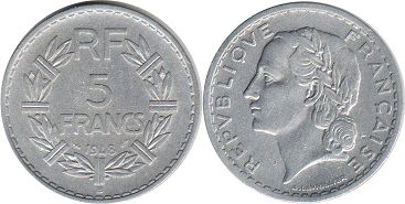 монета Франция 5 франков 1948