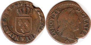 монета Франция 1/2 су 1773