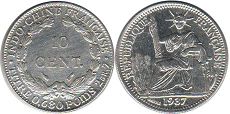 монета Французский Индокитай 10 центов 1937