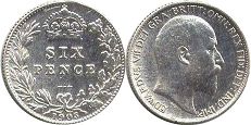 монета Великобритания 6 пенсов 1905