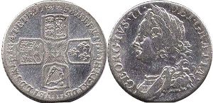 монета Великобритания 1 шиллинг 1758
