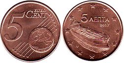 монета Греция 5 евро центов 2017