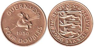 монета Гернси 4 дубля 1956